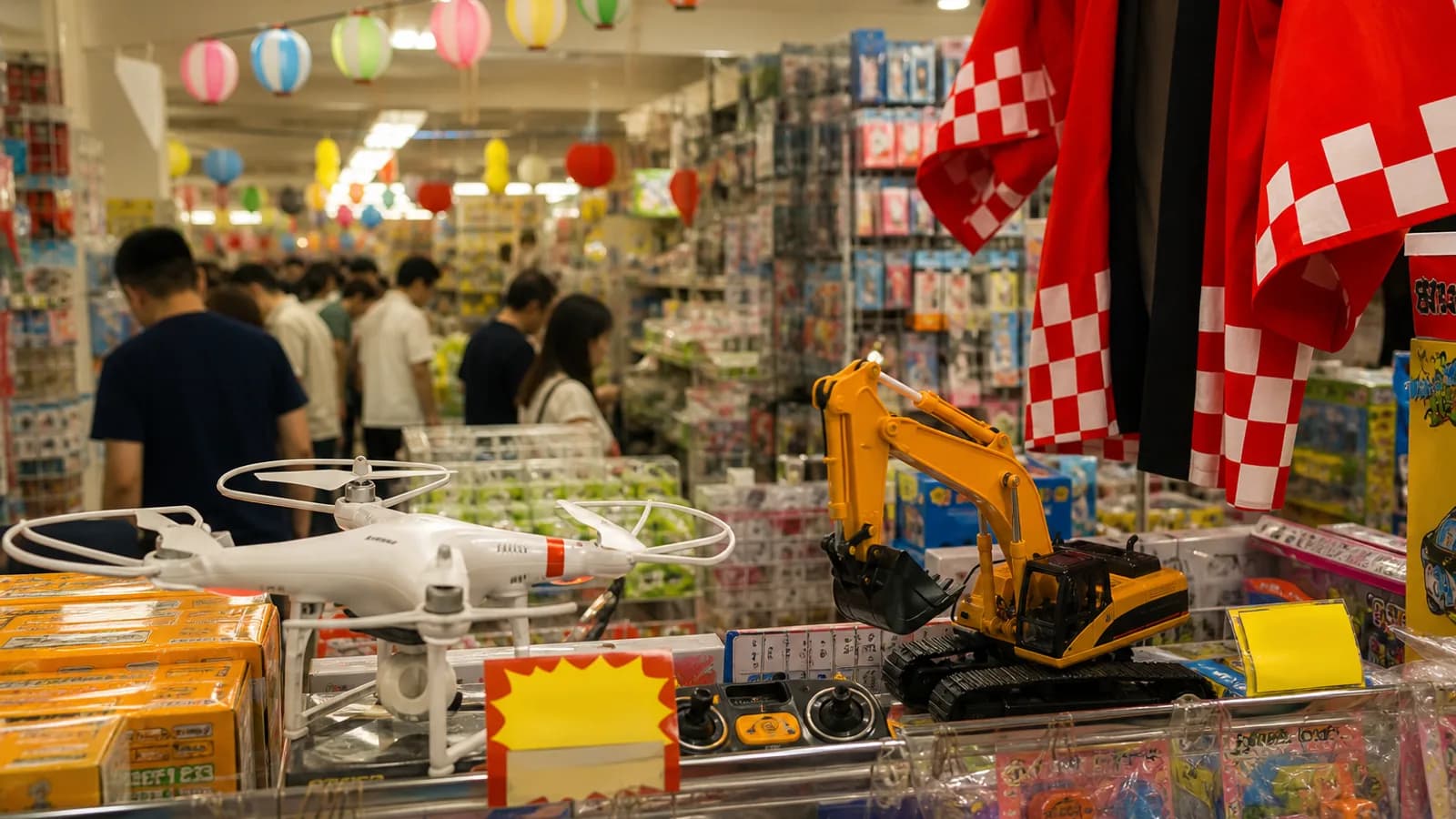 旧浅井町のお店「クセになる店 はんがい 浅井店」を紹介する記事「はんがい浅井店の鬼熱二束三文セール——8/5〜8/11に室内ドローン799円+税など」の写真