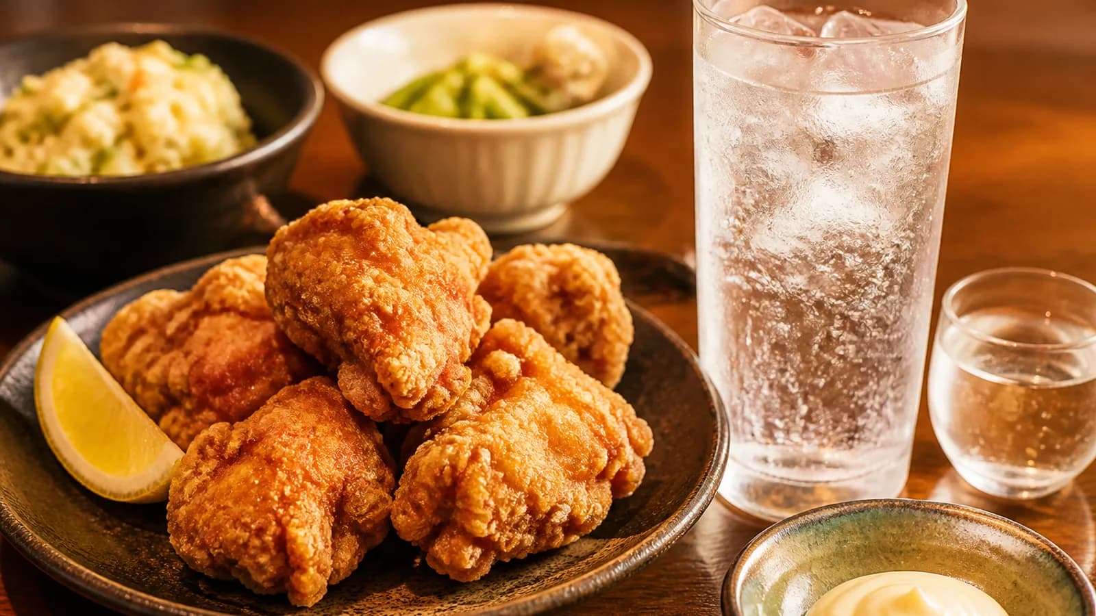 長浜IC付近のお店「爆安88処 はるのゆこと 長浜店」を紹介する記事「長浜IC「はるのゆこと」せんべろ1000円——唐揚げ食べ放題&サワー飲み放題60分」の写真